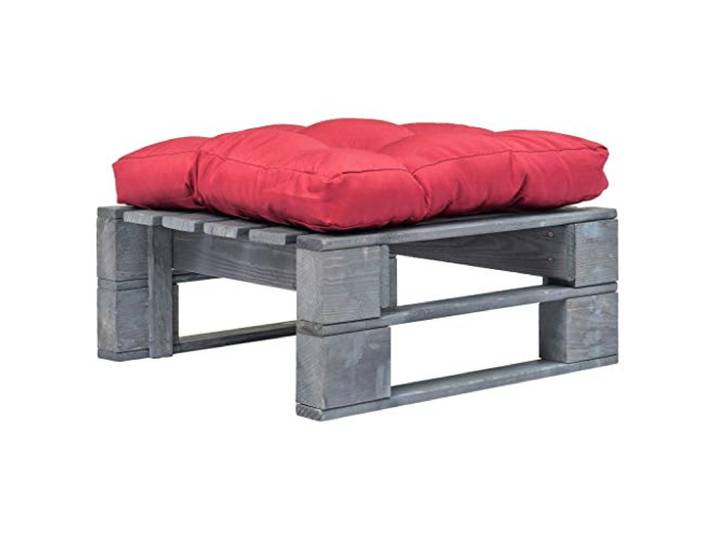 HKQWPBF Outdoor Ottomane Palettenhocker mit Kissen in Rot, Kissen abnehmbar, als Couchtisch nutzbar, langlebiges Kiefernholz, wenig Pflege, einfacher Aufbau
