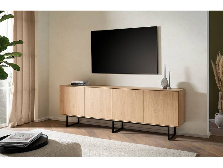 TV-Lowboard Spanplatte, beschichtet Holz/Braun/Eiche Dekor 200cm
