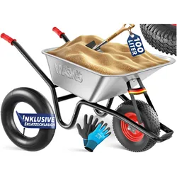 Masko, Schubkarre, Schubkarre Bauschubkarre Gartenschubkarre 100 Liter bis 250kg