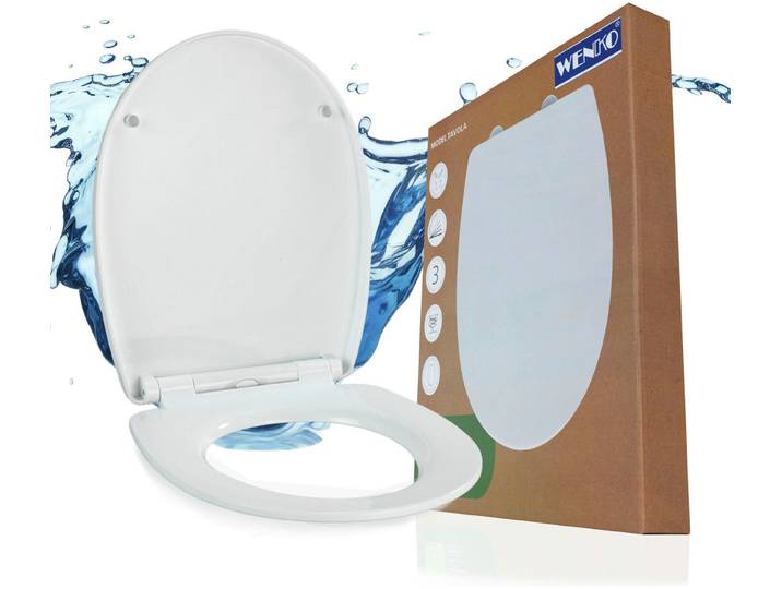 WC-Sitz WENKO Tavola , weiß, B:36,5cm L:45cm, Thermoplast, WC-Sitze, WC-Sitz, Toilettensitz aus strapazierfähigem Duroplast mit Absenkautomatik