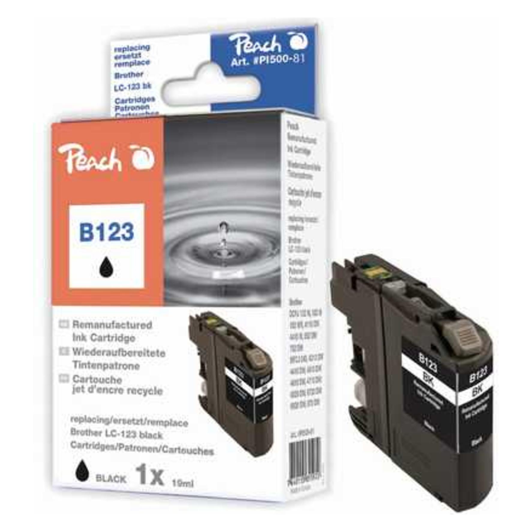 Peach Tintenpatrone kompatibel zu LC-123 (BK) (PI500-81)