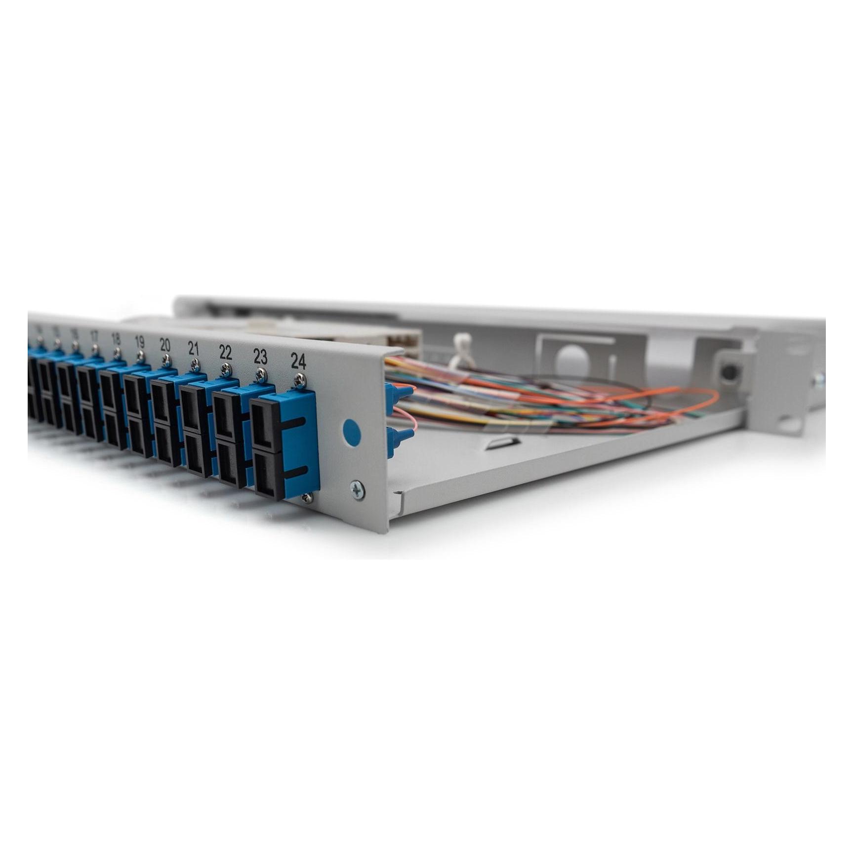 Digitus LWL Spleissbox, 1HE, bestückt, 24x SC DX, OS2 inkl. Spleisskass., gefärbte Pigtails, Kupplungen (DN-96322/9)