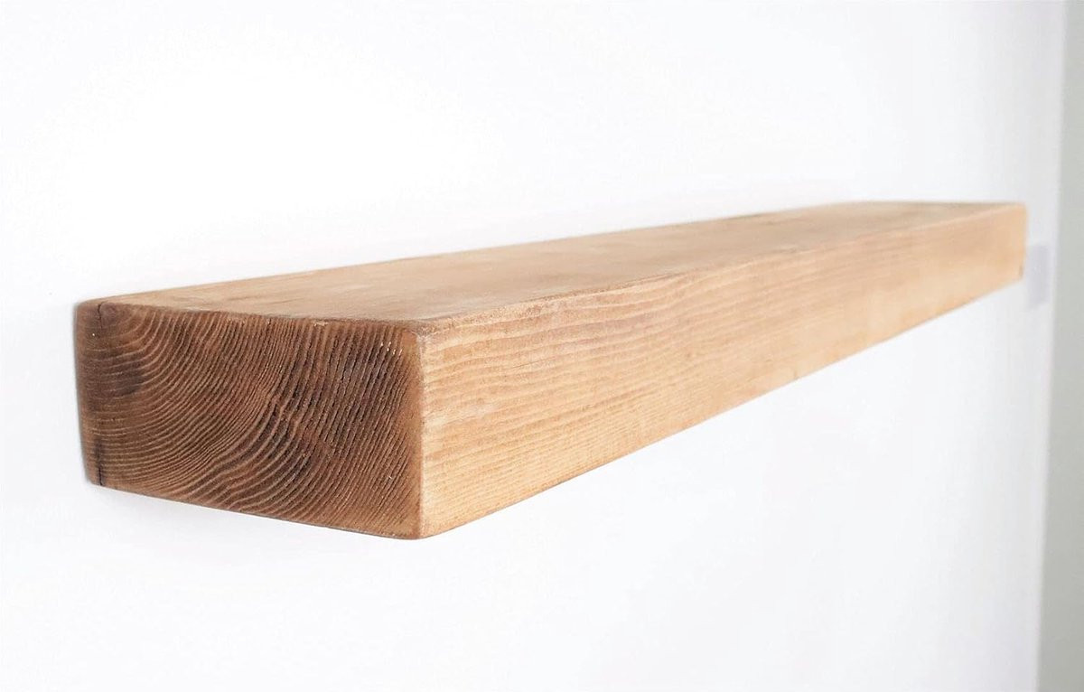 Rustieke Live Edge Drijvende Houten Wandplank voor Wanddecoratie