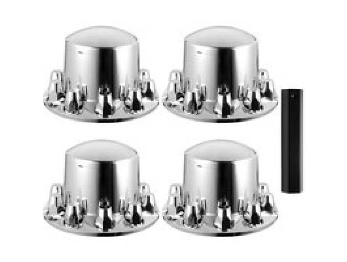 VEVOR Kit Cache Moyeu Arrière 4PCs, Capuchon de Moyeu Dôme pour Semi-remorque, Cache Écrous de Roue en ABS Galvanisés Résistants à la Rouille, Ajustement Universel, Outil d'Installation Inclus