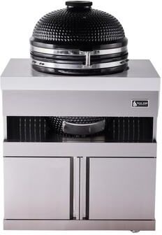 Mont Alpi MAKM-18 Heavy Duty Stainless Steel Universal Kamado Charcoal Smoker Grill Module with Granite Countertop + Storage
