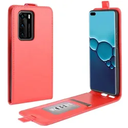 Flip Case Handyhülle für Huawei P40 Pro Vertikal Schutzhülle Tasche Cover Rot Bumper Smartphone Kartensteckplatz-Kreditkarte-Geldscheine EC-Karte Bank-Karte