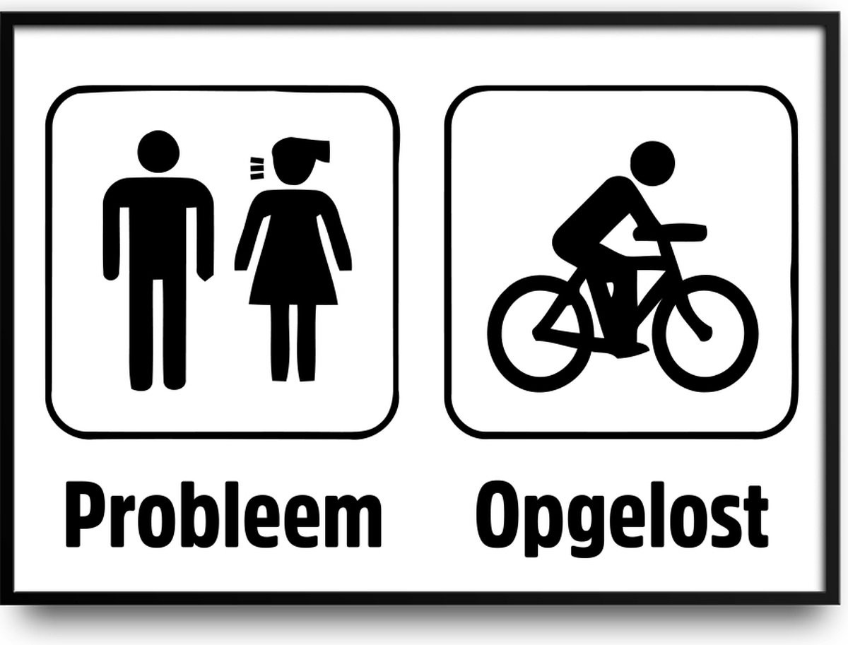 Probleem opgelost fotolijst met grappige poster en glazen plaat, 40 x 50 cm