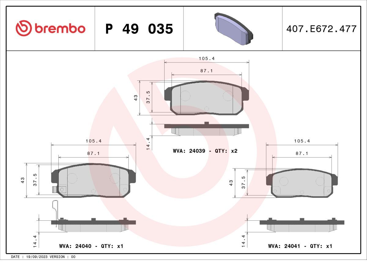 Bremsbelagsatz BREMBO P 49 035