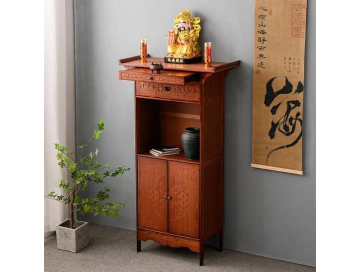 Meditationsaltartisch Mit Ausziehbarem Regal Und Schublade Chinesischer Altarschrank-Sockel-Opfertisch for Anbetung und tägliche spirituelle Praxis(100cm/39.3in)