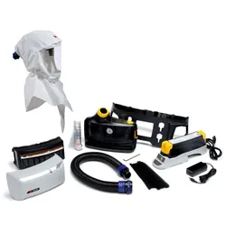 3M TR-819E IS Versaflo Starterpaket Ex-Schutz inkl. TR-802E, Zubehör und 3M Versaflo Premium-Leichthaube S757 Starterpaket inkl. Kopfhalterung und innerem Latz, Material: Web 22