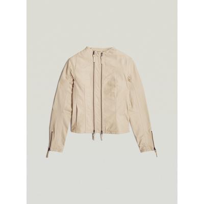 Lederjacke G-STAR "Lynn Leather Biker-Jacke", Damen, Gr. M, beige (cream), Obermaterial: 100% Leder, Jacken
