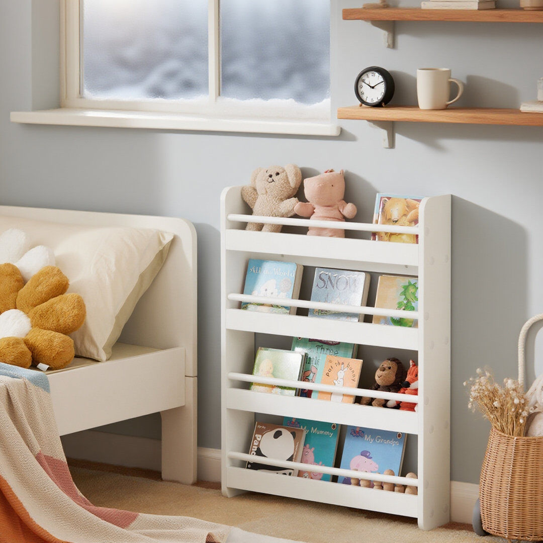 Isabelle & Max Escobar 80cm H X 60cm W Solid Wood Education Standard Kids Bookcase White 80cm H X 60cm W X 12cm D