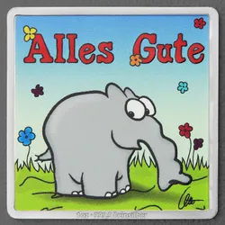 Silberbarren 1oz "Alles Gute" quadratisch (koloriert) Ottifanten
