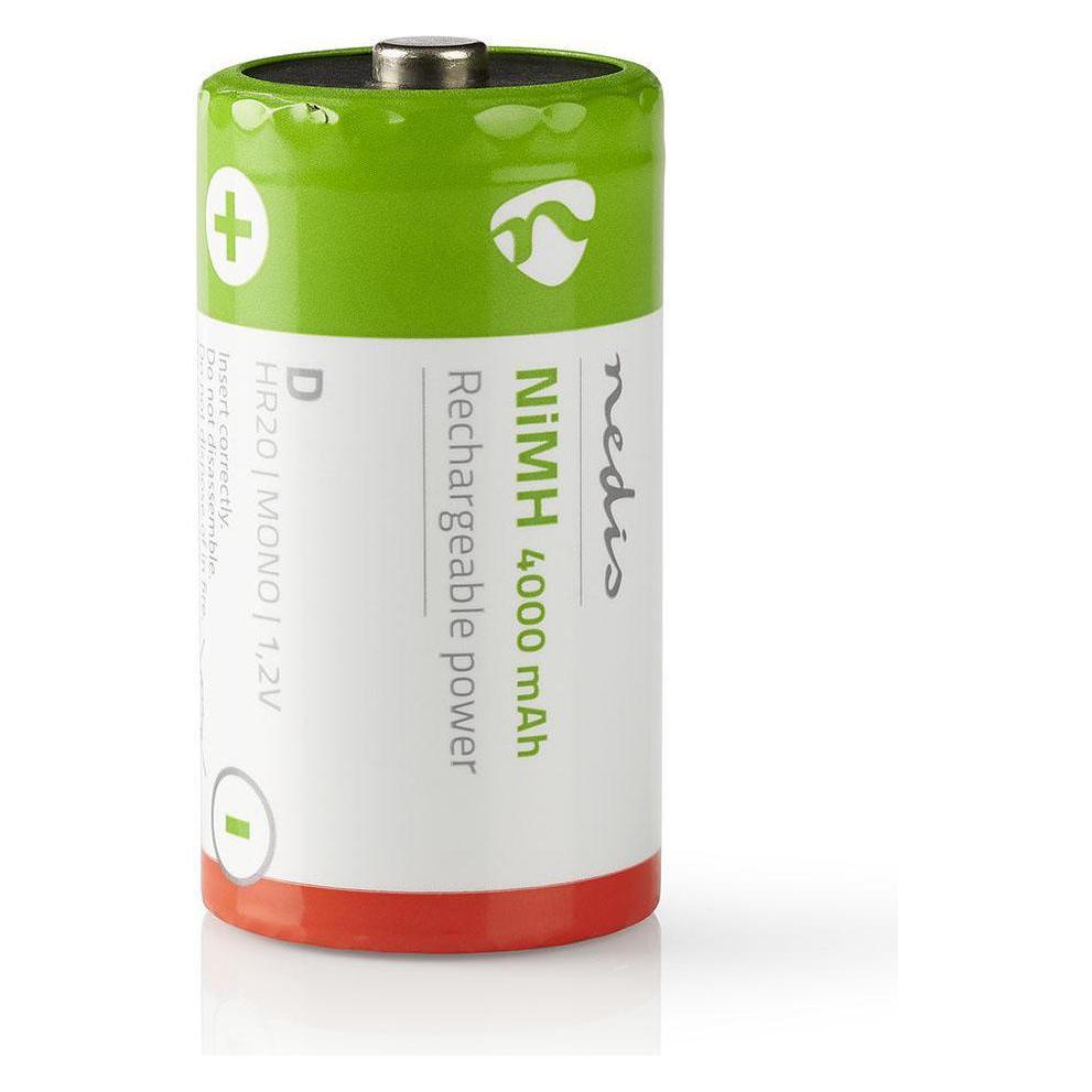 Nedis Wiederaufladbarer NI-MH-Akku D 1.20 V NiMH D Wiederaufladbar 4000 mAh vorgeladen Anzahl der Ba (2 Stk., D, 4000 mAh) (BANM40HR202B)