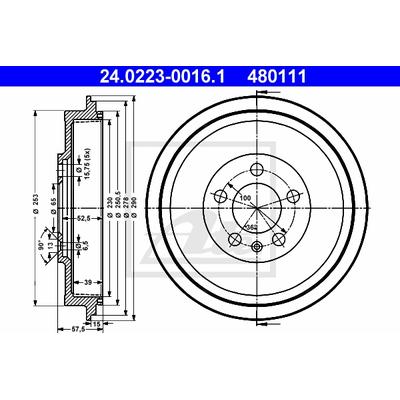 ATE Bremstrommel 142053249 für Skoda