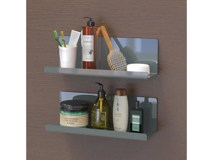 Étagère murale flottante acrylique - lot de 2 étagères autocollantes 30 cm grises sans perçage