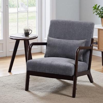 Mid Century Living Room Accent Chair, Vintage Style Lounge Armchair with Ergonomic Rubberwood Frame