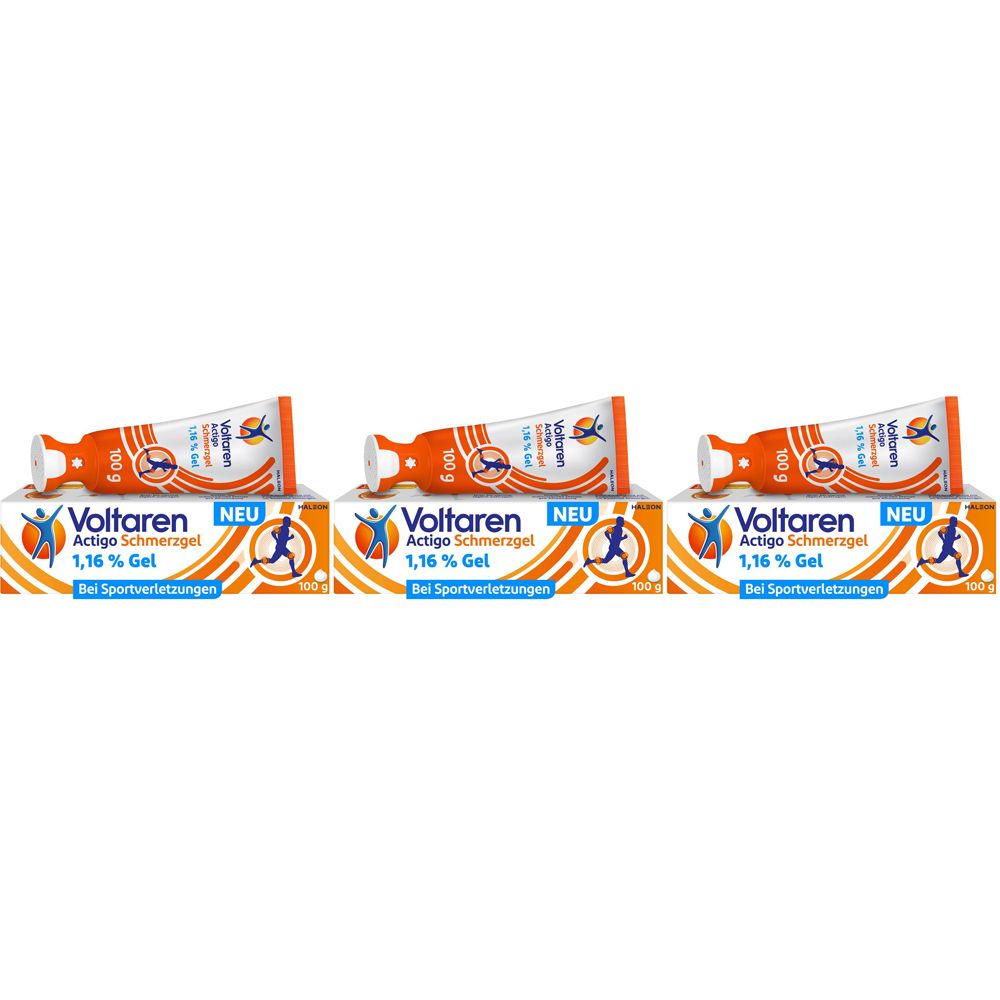 Voltaren Actigo Schmerzgel mit 1% Diclofenac Dreierpack 3x100 g Gel