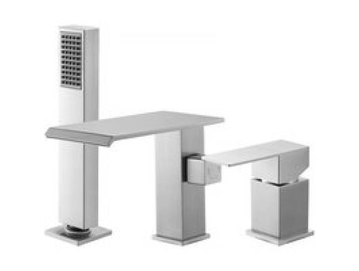 VEVOR römische Badewannenarmatur mit 3 Löchern, Wannenarmatur mit Handbrause & 1 Griff, Hochdurchfluss-Badewannenhahn aus gebürsteter Edelstahl mit doppelten Wasserflussoptionen Deckenmontage