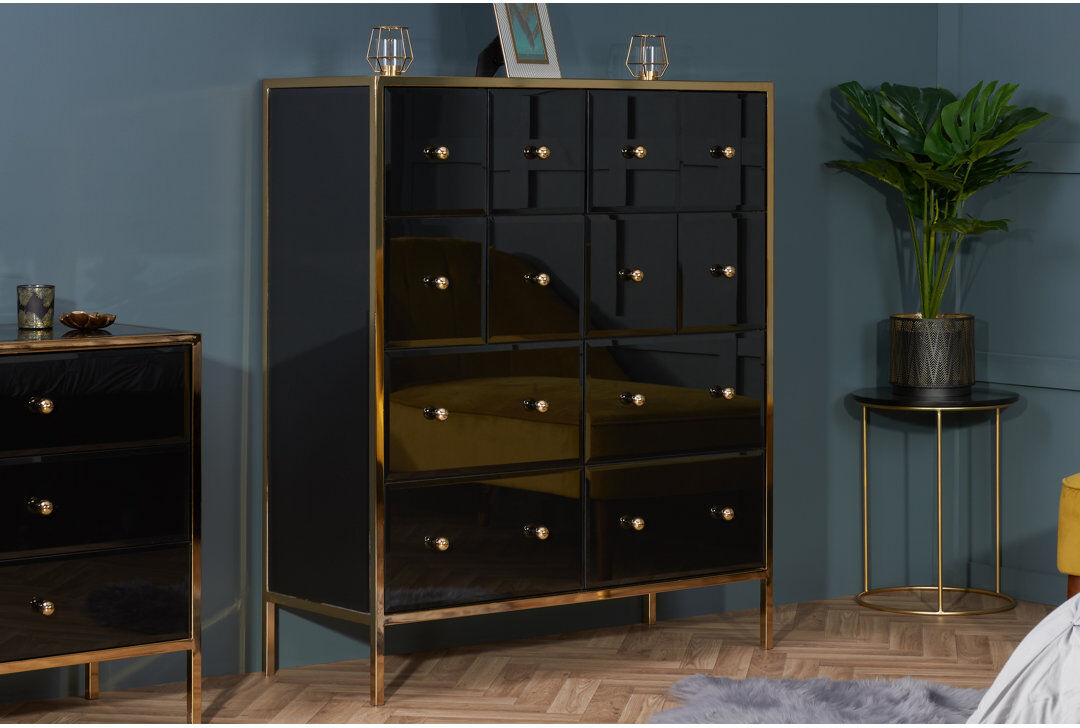 Etta Avenue Cindy 12 Drawer 103Cm W Dresser Gold;Black 120cm H X 103cm W X 40cm D