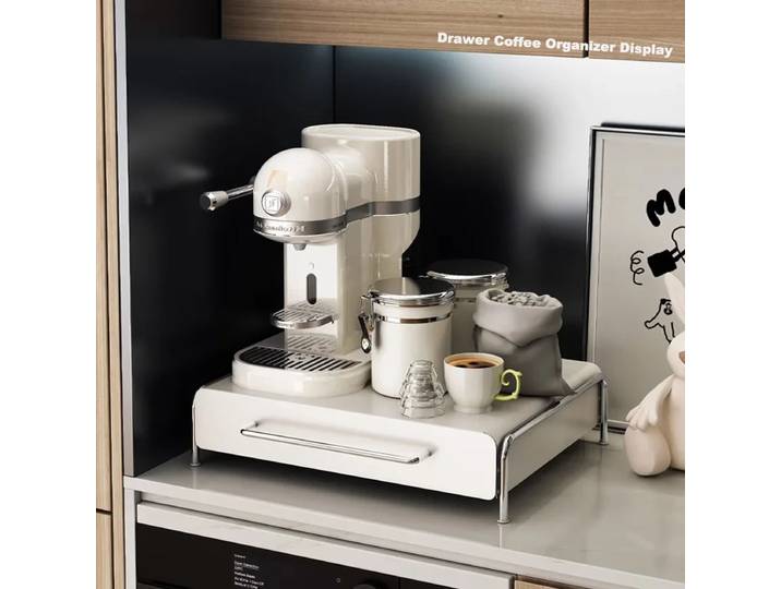 Présentoir à capsules de café T1, tiroir de rangement, bar ins vent, table, boîte de rangement pour sachets de thé, base de machine à café, étagères de rangement MELStorage