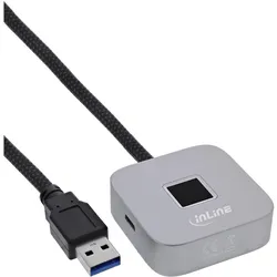 InLine USB Fingerabdruckscanner mit Hub, Notebook Security, Silber