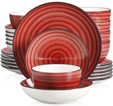 vancasso Bonbon Stoneware Handpainted Spirals Pattern Dinnerware Set