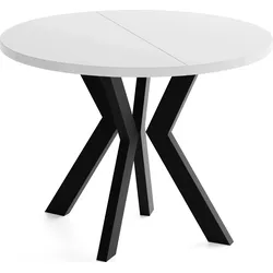 ESSTISCH Savio rund ausziehbar verlängerbar, Weiß 90-190/90/77 cm