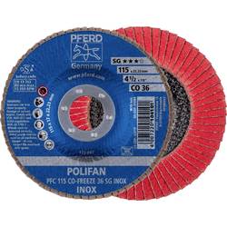 PFERD TOOLS 67711536 PFC 115 CO-FREEZE 36 SG INOX Fächerschleifscheibe Durchmesser 115 mm Bohrungs-Ø 22.23 mm Körnung (num) 36 Nickelbasislegierung,