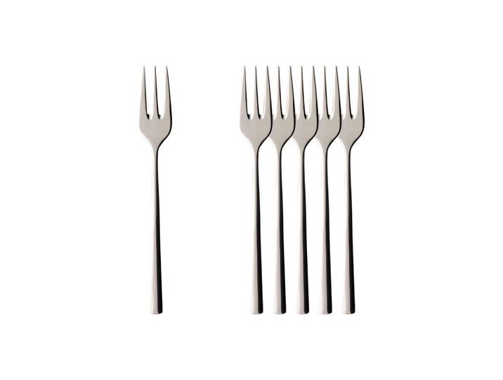Villeroy & Boch Kuchengabeln Piemont edelstahl 16 cm 6er Set, Silberfarben, Metall, Besteck, Gabeln