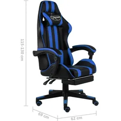 vidaXL Casono (Mit Fussablage), Gaming Stuhl, Blau