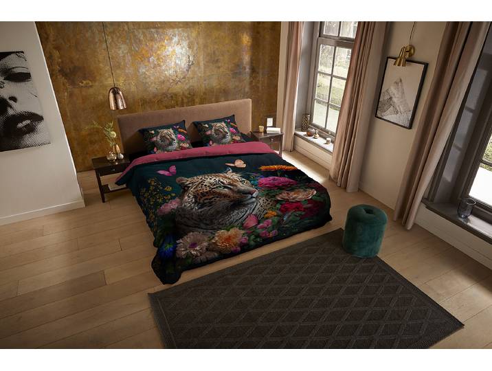 Parure de lit Biberon 200 x 200/220 cm + 2 oreillers 70 x 60 cm Multicolore/Rose foncé/Noir/Rouge