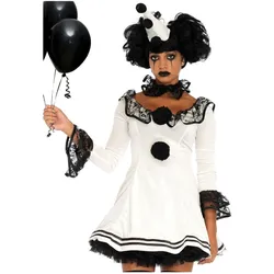 Leg Avenue Pierrot Rüschenkleid - Clown Kostüm für Fasching Halloween (L, M)