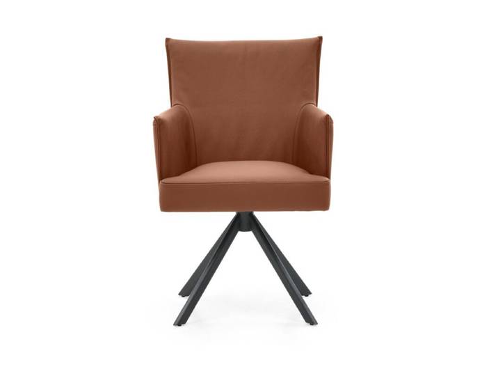 Musterring Nilan Armlehnstuhl in Leder – optional mit Drehfunktion - Leder Tendens saddlebrown - Stativgestell Metall anthrazit pulverbeschichtet - ohne Funktion Drehfunktion Modern