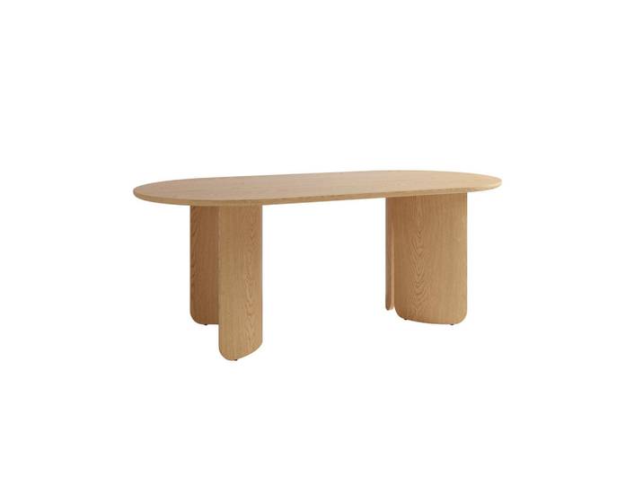 Schöner Wohnen Esstisch, Eiche Bianco, Holzwerkstoff, furniert, C-Form, 100x76x200 cm, Esszimmer, Esstische, Holztisch, Esstische furniert