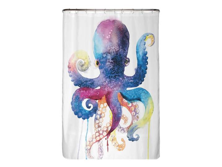 Rideau de douche PS recyclé Poulpe Microfibre Multicolore 120 x 200cm