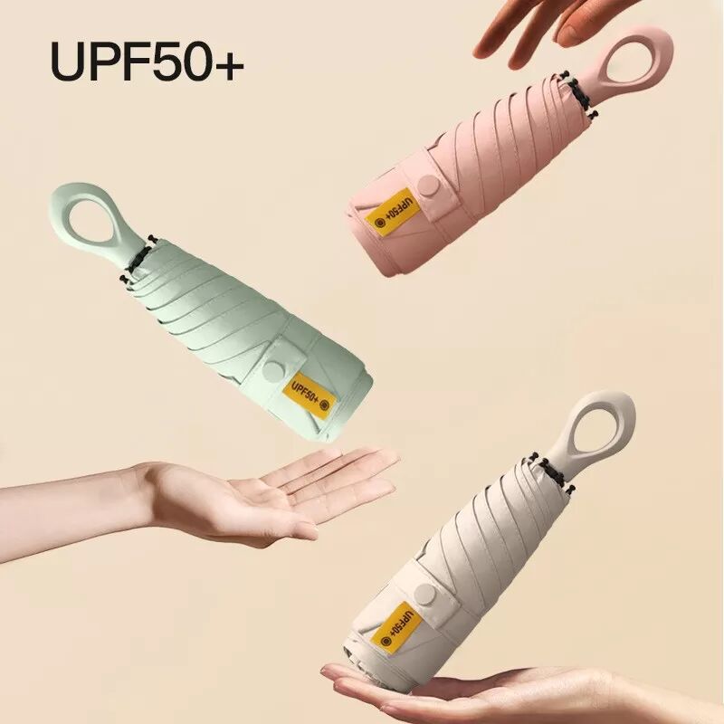 INF Parapluie pliable compact avec poignée en anneau Le noir