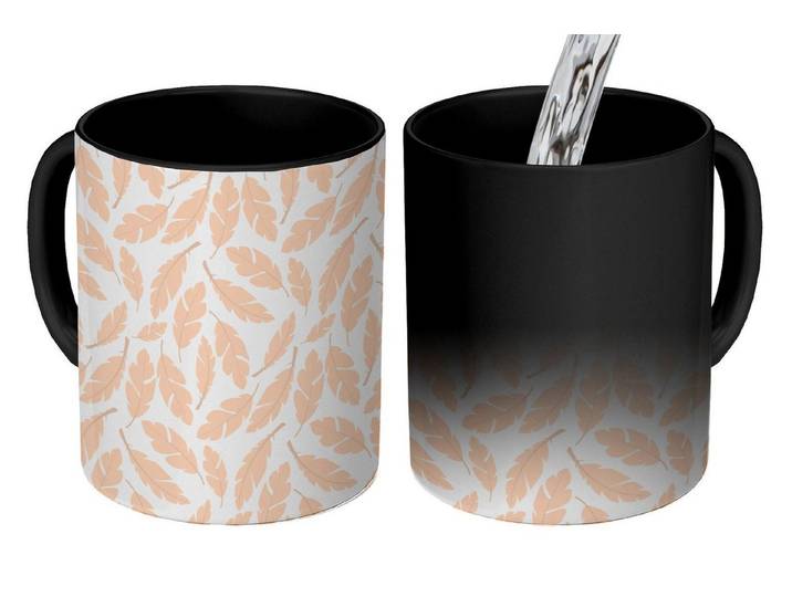 MuchoWow Tasse Zauber Tasse Zaubertasse Magic Federn - Rosa - Muster 350 ml, 1-tlg., Tasse, Tasse Geschenk Becher Kaffeetasse
