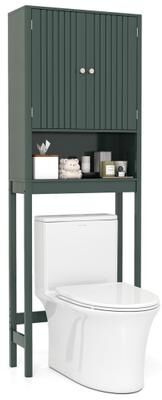Costway Over The Toilet Storage Cabinet with Fluted Doors-Green