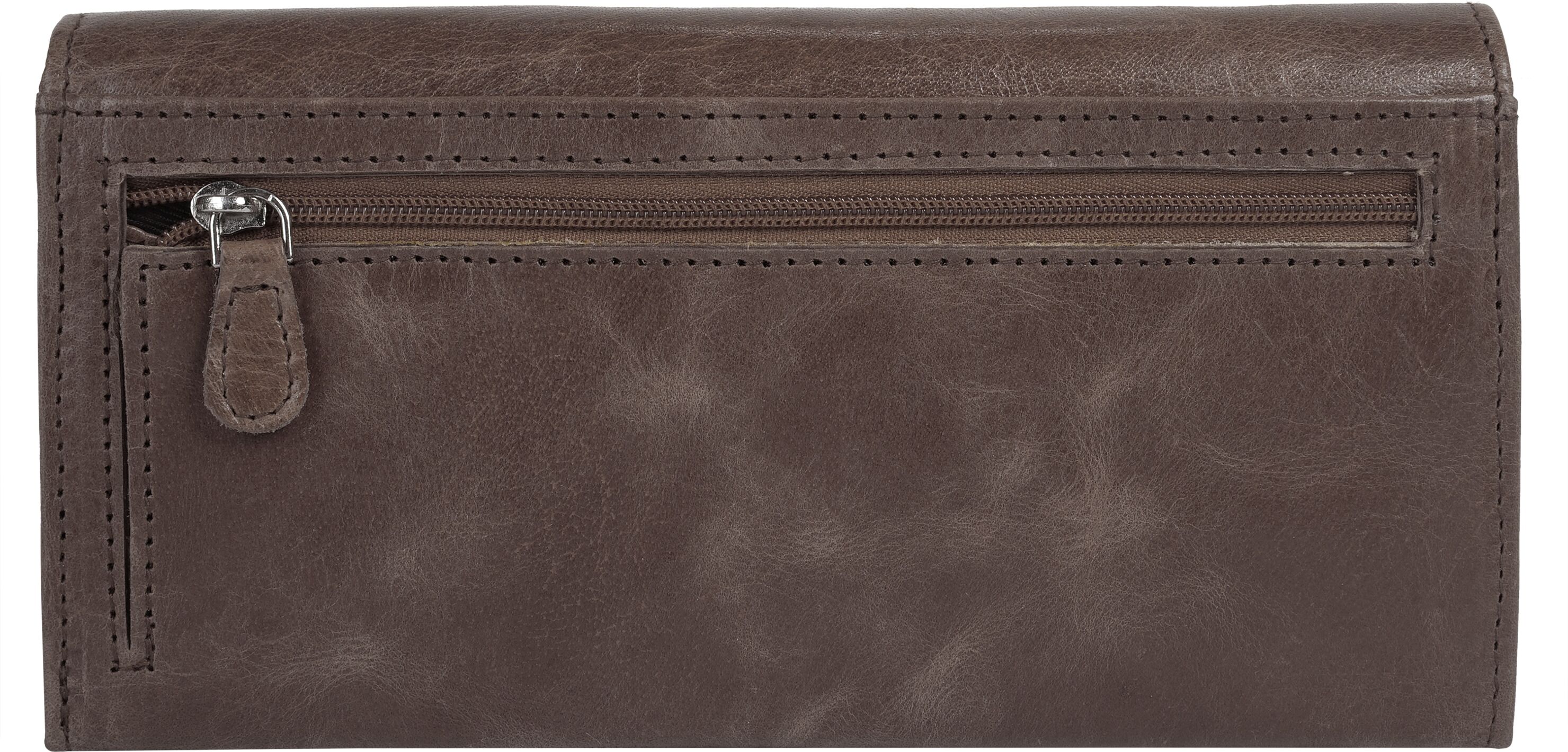 Geldbörse CHIEMSEE "CHIEMSEE Damen echt Leder", Damen, grau (taupe), Leder, unifarben, Kleinlederwaren Geldbörse, echt Leder taupe Einheitsgröße