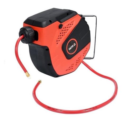 Yato Pneumatischer Druckluftschlauch Trommel 10m / 14m mit automatischer Aufrollvorrichtung Wand-Halter S (10 m) (YT-24242)