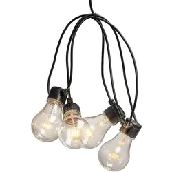 Konstsmide LED Biergartenkette, klar, 20 klare Birnen / 160 bernsteinfarbene Dioden, 24V Außentrafo, schwarzes Kabel