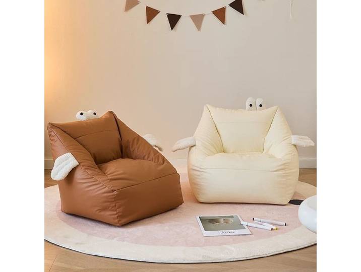 Canapé pouf pour enfants, chaise de lecture pour salle de jeux mignonne, siège inclinable pour bébé en bas âge, housse amovible douce et lavable, marron blanc Orange