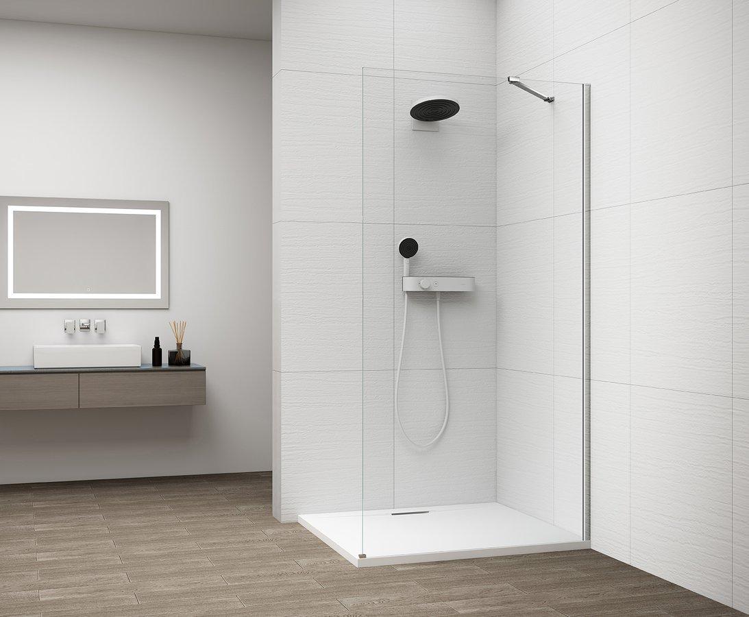 Polysan ESCA CHROME Dusch-Glasteil, Wandmontage, Klarglas, 1100 mm
