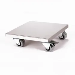 Möbelroller / Pflanzenroller (Profi) 30x30 cm, Edelstahl, 300kg, Doppelrollen + Bremse, Marke: Szagato, Made in Germany