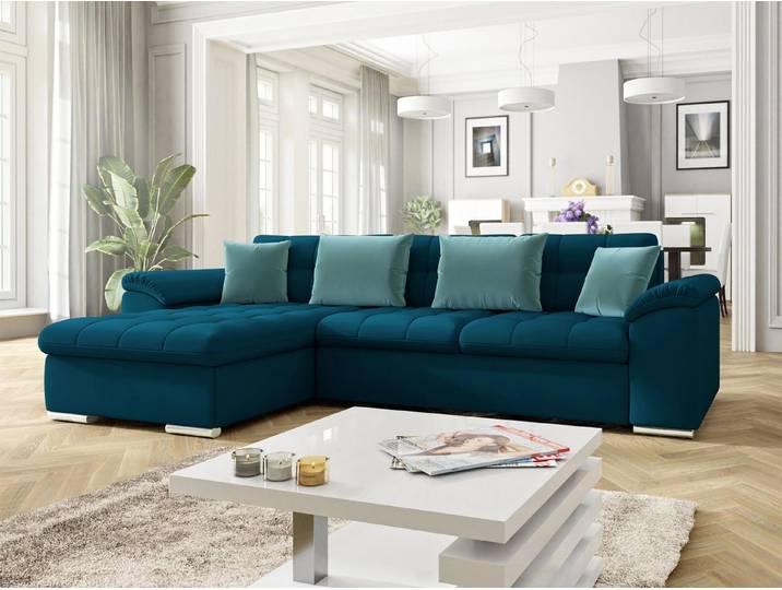 MIRJAN24 Ecksofa Diana Premium, mit Bettkasten und Schlaffunktion, Kissen-Set, freier Seitenwahl