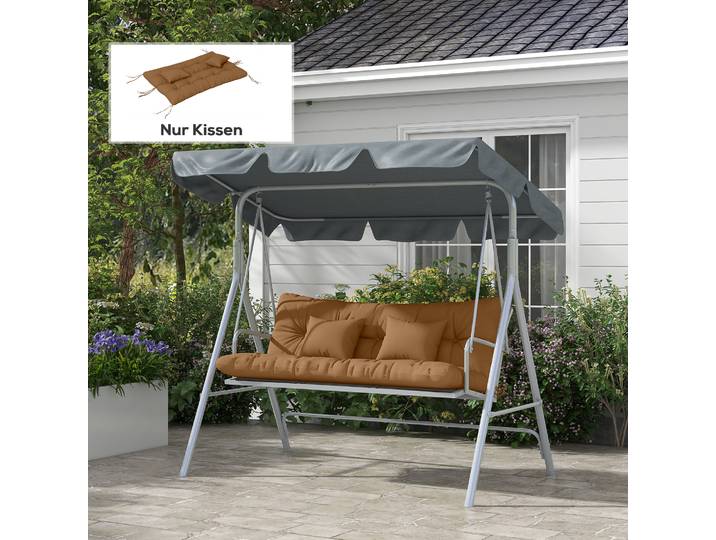 Outsunny Coussins d’Assise 150x50cm Lot de 4 Déperlants Brun
