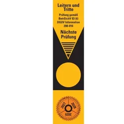Dreifke® Aufkleber | Grundetikett Prüfung BetrSichV §3(6)/DGUV,2027-2029,Folie,ablösbar,50x200mm,10/Heft