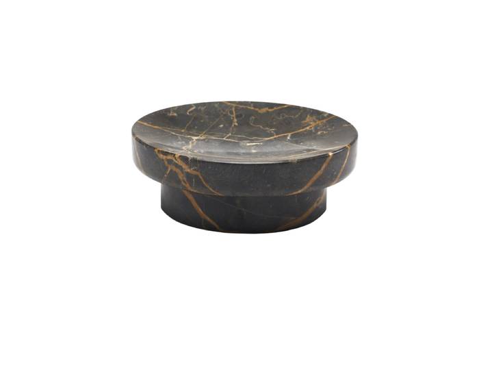 Handgefertigte, luxuriöse Seifenschale „Porto“ aus Marmor, Schwarz Schwarz marmoriert Aquanova