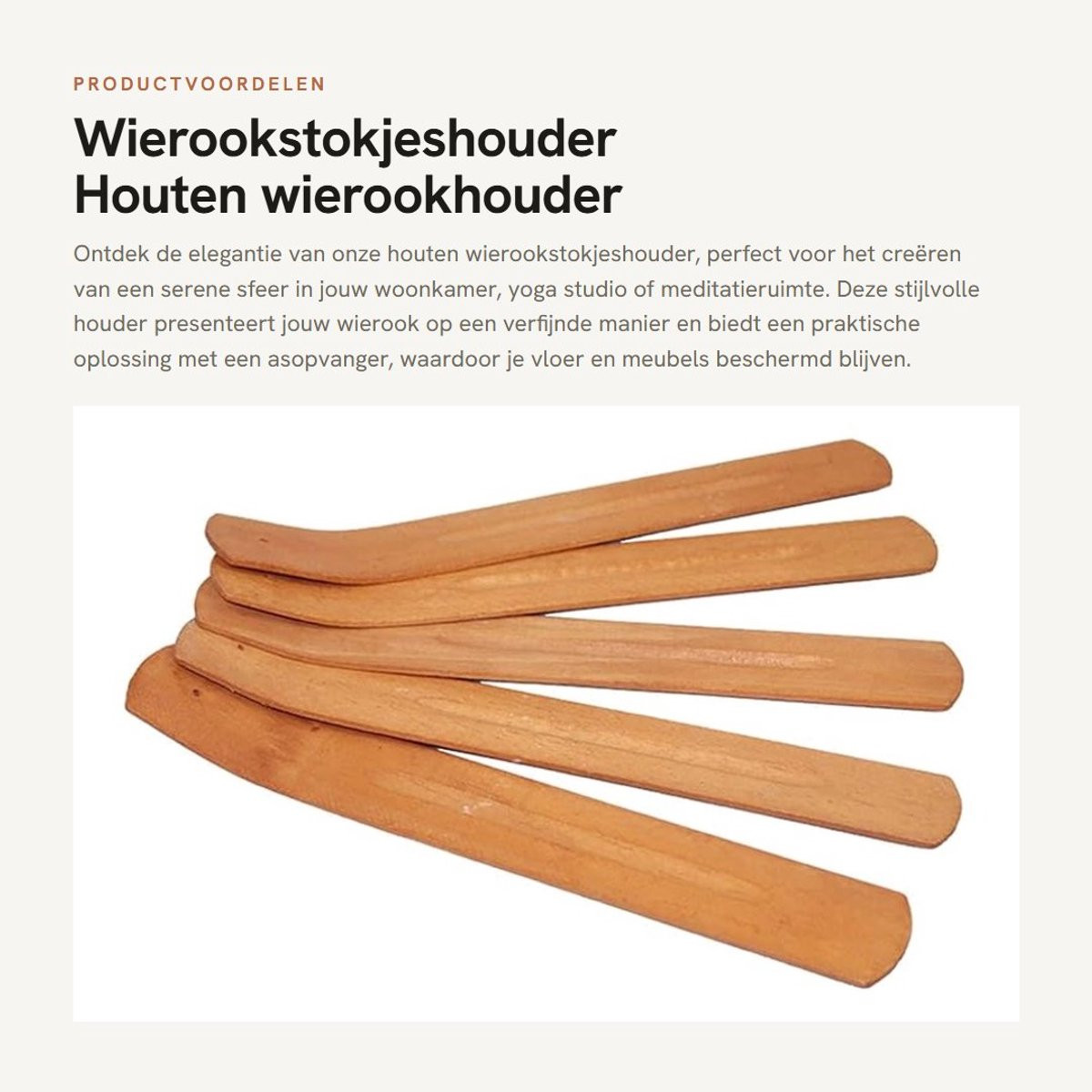 Dailygoods Wierookstokjeshouder van Grenenhout met Asopvanger, 5-delig